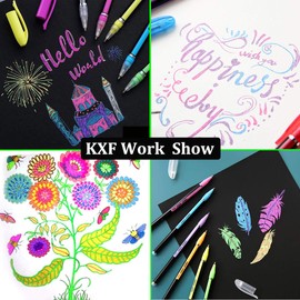 KXF 48 Packs Color Gel Ink Pens, Gel Pens Set 1.0mm Tip Color pens-Metallic,Glitter,Neon and Paste for Adult Colouring Books/Scrapbooking/Dyeing/Drawing/Doodling/Manga/Sketching/Craft Artist Quality