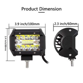 PICAA LED Work Light 2 x 4 Inch 60 W Three Rows LED Light Bar 12 V 24 V 6000 K LED Additional Headlight Bar Spot Floodlight Combination LED Work Light Bar for SUV Offroad ATV UTV Tractor 4 x 4