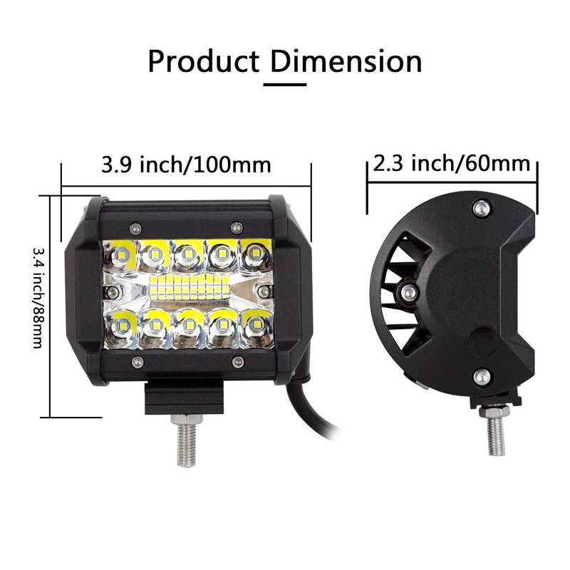 PICAA LED Work Light 2 x 4 Inch 60 W