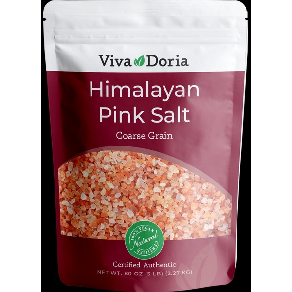 Viva Doria Himalayan Pink Salt, Crystal Salt - Coarse Grain, 5 lb (2.2 kg)
