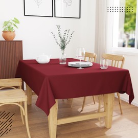 Encasa Table Cloth Size 56x72 in | Cotton Canvas Fabric | Rich Maroon Solid Color | Dining Tablecloth for Decoration - Machine Washable