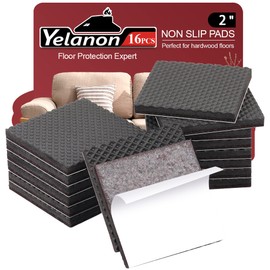 Yelanon Non Slip Furniture Pads-16pcs 2" Furniture Grippers Hardwood Floors Non Skid for Furniture Legs Self Adhesive Rubber - Feet Anti Slide Furniture Floors Protectors for Keep Couch Stoppers