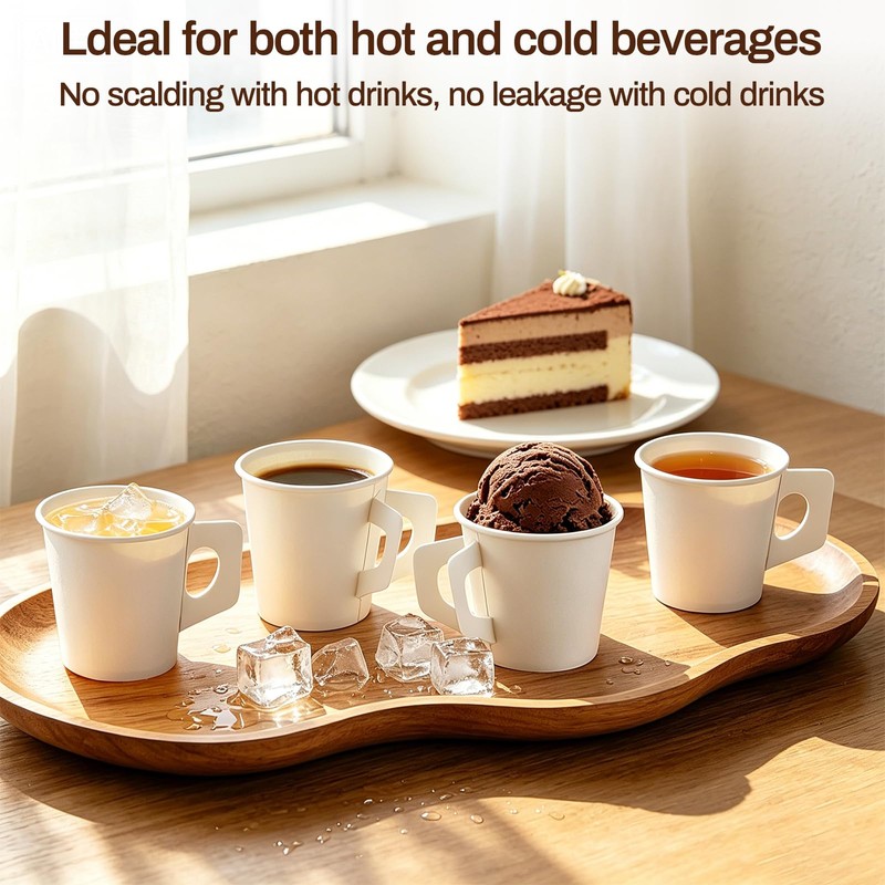 Jippedea 4 Oz Disposable Espresso Cups with Handles,100-pack Mini Disposable