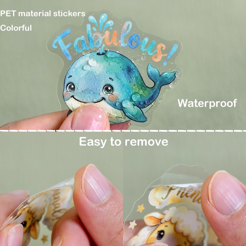 Animal Positive Affirmation Stickers - 50 Pcs Clear PET