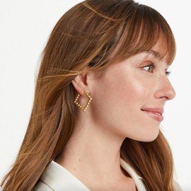 ENSKEFEN Beaded Gold Hoop Earrings for Women 14K Gold Plated Hoop Huggie Earrings Lightweight Hoops Geometric Earrings-Rhombus