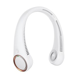 Windyupon Portable Neck Fan, 360° Cooling Neck Fan Air Conditioner with Adjustable 3 Speed, 4000mAh Battery Rechargeable USB Fan, Hands Free Wearable Design Bladeless Fan for Travel Office(White)