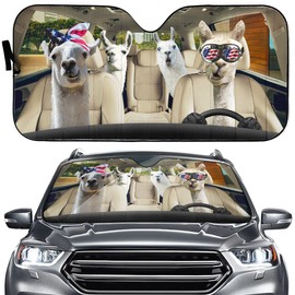 Alpaca Driver Front Windshield Sun Shade Cover, Alpaca Family Car Windshield Sunshade Foldable Car Sun Visor, Automotive Cover Keep Vehicle Cool