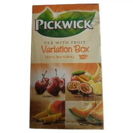 Pickwick Tea Variation Box Orange - 20 Bags with 4 Flavors - Cherry, Tropical Fruit, Mango, and Melon