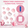 GlamRays White French Tip Toe Nails Full Cover Pearls 3D
