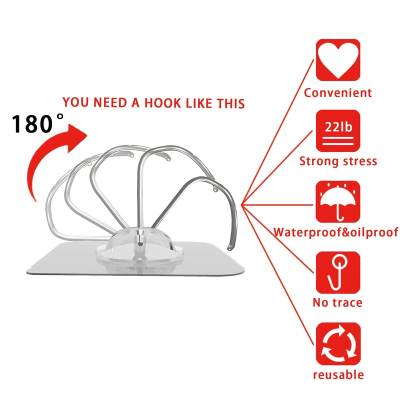 Large Adhesive Hooks for Hanging Heavy-Duty 44Ib(Max) 20 Packs, Wall