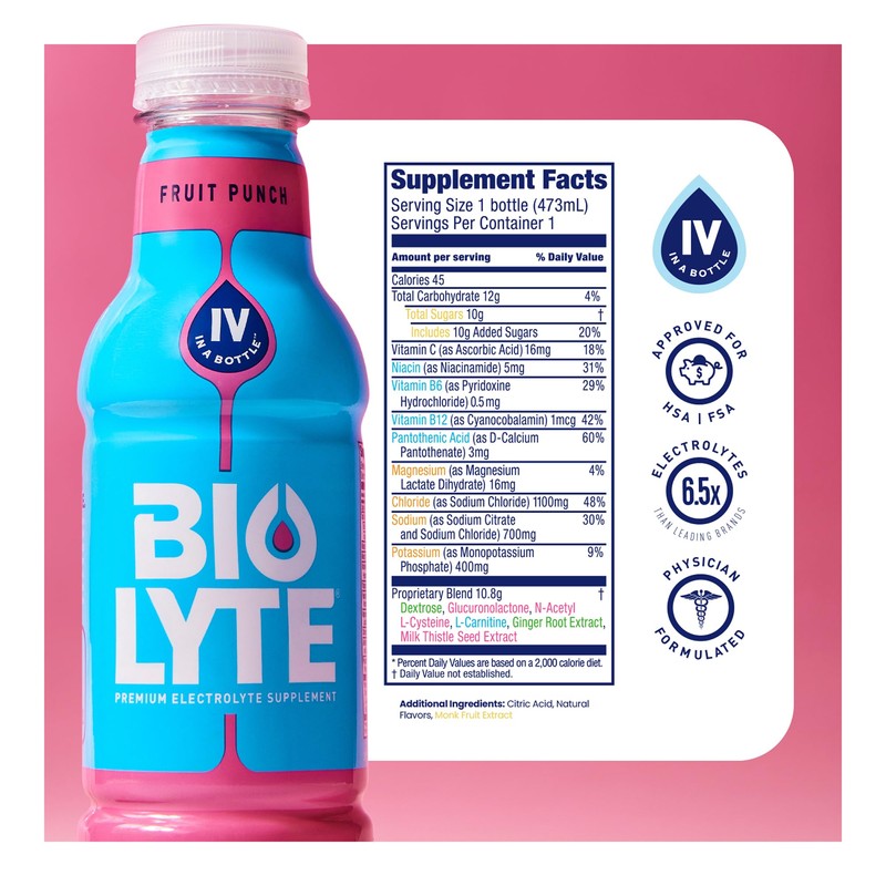 BIOLYTE Electrolyte Drink - Doctor-Formulated Hydration Drink, Electrolytes Water, Chemotherapy