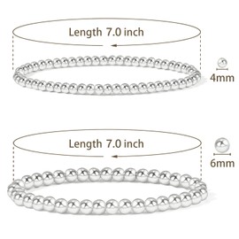 Elegance 11 designs Silver Beaded Bracelets for Women Silver Stack Bead Bracelet Stackable Stretchable Stretch Ball Bracelet