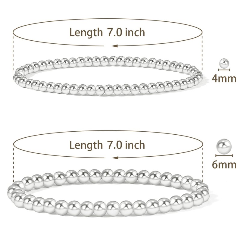 Elegance 11 designs Silver Beaded Bracelets for Women Silver Stack