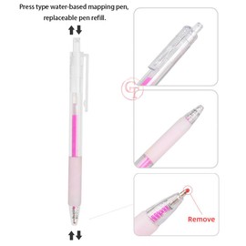 Pink Eyebrow Press in core Microblading Marker Pens, TgoBeauty 2pcs Skin Marker Pen Eyebrow Makeup Position Mapping Mark Tools Eyebrow Mapping Pen Stencil with 4 replacement refills (Pink)