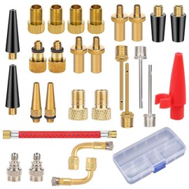 Bicycle Valve Adapter Set Bicycle, Bicycle Valve Set, Air Pump Adapter with Inflatable Hose, Bicycle Valve for All Bicycle Valves, with Sealing Ring for Compressor Bicycle Pump (Pack of 28)