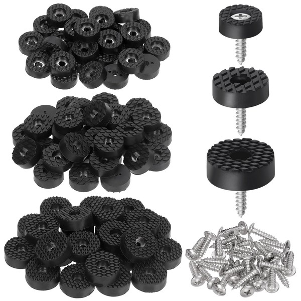 Swpeet 24Sets 30mm Round Black Furniture Pads with Screws, Heavy
