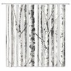 Birch Trees Shower Curtain Abstract Gray White Mottled Trunk Branches