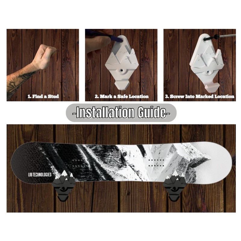 Snowboard Wall Mount Rack with Hooks – Heavy-Duty Wall Storage