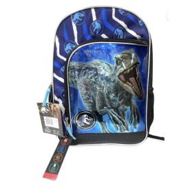 Jurassic World Backpack 17" T-rex Dinosaur Book Bag School Tote Blue (2021)