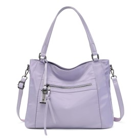 BAIGIO Women's Large Handbag with Many Compartments Nylon Shoulder Bag Women's Laptop Bag for Women with Shoulder Strap Women's Shoulder Bag for Business Travel Work School (Light Purple), light