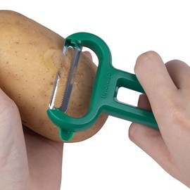 Linoroso 2 Pieces Vegetable Peeler Set with Straight Peeler and Serrated Peeler, Dishwasher Safe Classic Euro Fruit Peeler for Kitchen, Potato Peelers for Peeling veggie and Food, Green