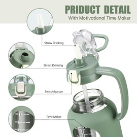 42 oz Glass Tumbler with Handle and Straw Reusable Glass Bottle with Straw and Lid, Iced Coffee Cup Fit in Cup Holder, Smoothie Cup