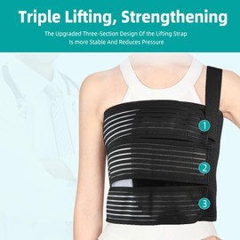 Malloraned Rib Brace for Women Men,Breathable Chest Binder,Rib Protector Wrap & Chest Brace for Dislocated or Injured Ribs (L(33"-43"))