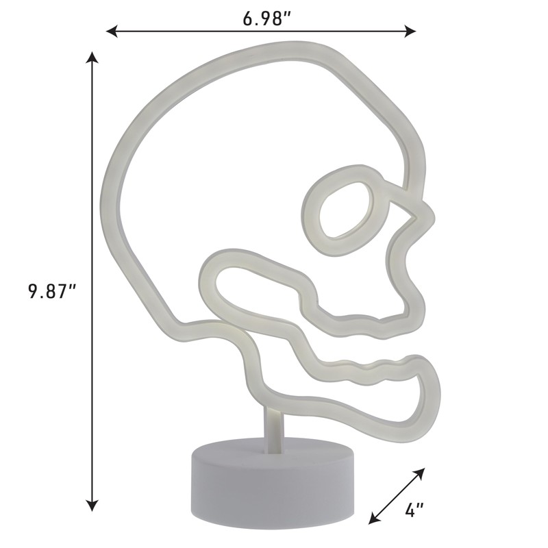 Xtreme Skull Neon Sign, White LED Skull Tabletop Sign with