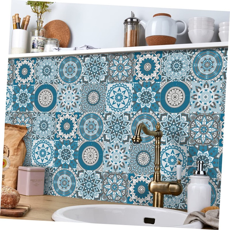 STOBAZA Sturdy PVC Kitchen Tile Decals 48pcs Removable Wall Stickers