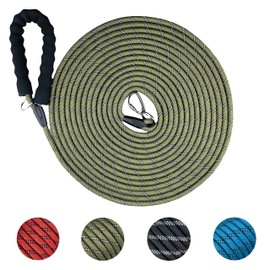 YUAN NIAN Recall Lead for Dogs, 5 m / 10 m / 15 m Strong Dog Lead with Comfortable Padded Handle, Training Lead for Small to Large Dogs (Green, 10 m x 10 mm)