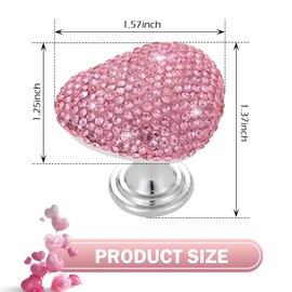 Ferianl Push Start Button Cover, Engine Start/Stop Rhinestones Heart Starter Cover, Bling Car Interior Accessories for Women, Universal for Vehicles, Trucks (Pink)