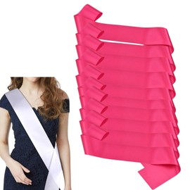 HSTWODE Pack of 10 Sash Empty Sash Print DIY Plain Satin Sash Individual Sash Blank Satin Sashes Decorative Sash Bride for Wedding Party (Rose Red)