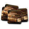 4 Set - Vintage Books Coaster - Reading Book Worm
