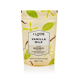 I Love Vanilla Milk Scented Bath Salts, With 99% Naturally Derived Ingredients Including ACB Bio-Water Bamboo, Lightly Fragranced Leaving Skin Feeling Silky & Smooth, Vegan-Friendly - 500 g
