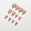 24 Pcs Pink Yellow Ombre French Press On Toenails YEFIUO