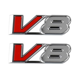 CDD 2pcs V8 Emblems 3D Sticker Nameplate Badge Decal Replacement for 17-21 Truck Canyon Colorado (ChromeRed)