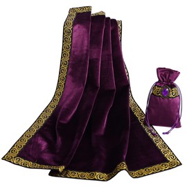 BLESSUME Wicca Square Altar Tarot Table Cloth for Reading with Card Pouch 24.4 * 24.4 inch (Purple 2)