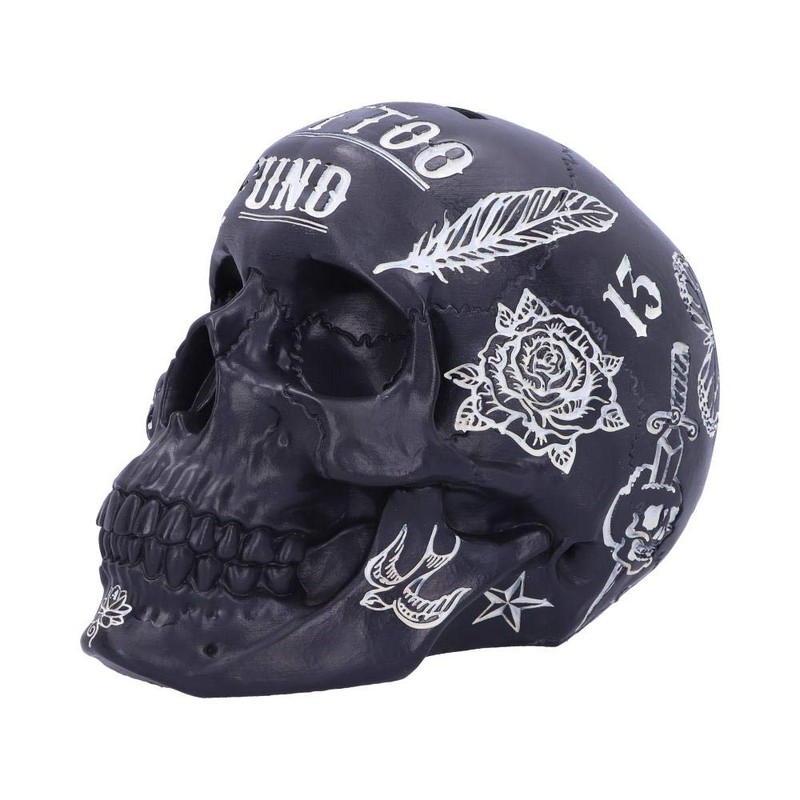 Nemesis Now Black and White Traditional Tribal Tattoo Fund Skull