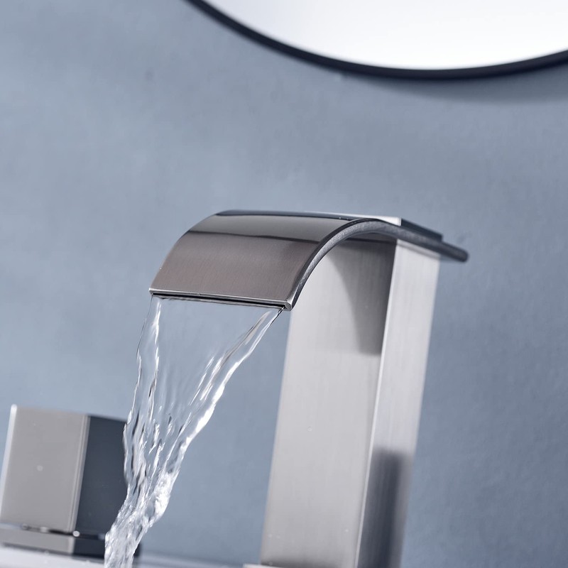 MR. FAUCET Waterfall Bathroom Sink Faucets 3 Hole, 2-handle 8
