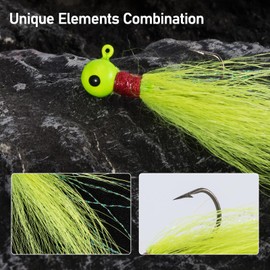 Dr.Fish 5 Pack Bucktail Jigs Crappie Jigs Round Ball Jig Fishing Lures Jigs Hair Jig Round Head Fishing Jigs for Bass Striper Walleye Halibut Panfish Bluegill Trout Freshwater Saltwater Fishing 3/16oz