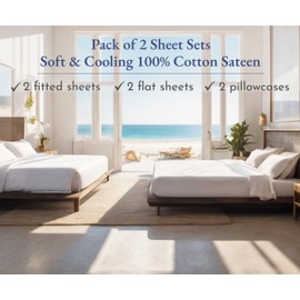 California Design Den 100% Cotton 2-Pack Twin Size Bed Sheets, Soft & Durable Twin Sheet Sets Cotton with Deep Pockets, Twin Sheet Set with Sateen Weave, Cooling Sheets (Blue Hydrangea)