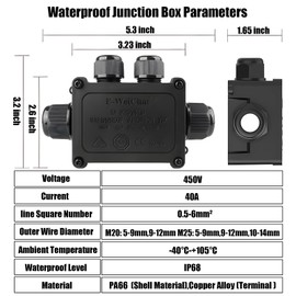 Waterproof Junction Box, 4 Way Outdoor Electrical Box with Terminal Block and Screwdriver, IP68 Plastic Cable Connector for Landscape Lighting and Garden Lights