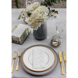 AMERICAN HOMESTEAD Paper Napkins - Silver Leaf Disposable Linen-Like Dinner Napkins - Restaurant-Quality Table Serviettes for Weddings, Parties, and Events - 15.75" x 15.75" - 50 Count