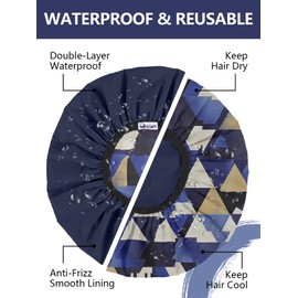 Years calm Shower Cap for Men, Waterproof Reusable Hair Cap with Dual-Layer Design, Reversible Double-Sided Use, Stretchable Elastic Band, Comfortable Fit for Shower, Gym, Hair Care & Travel