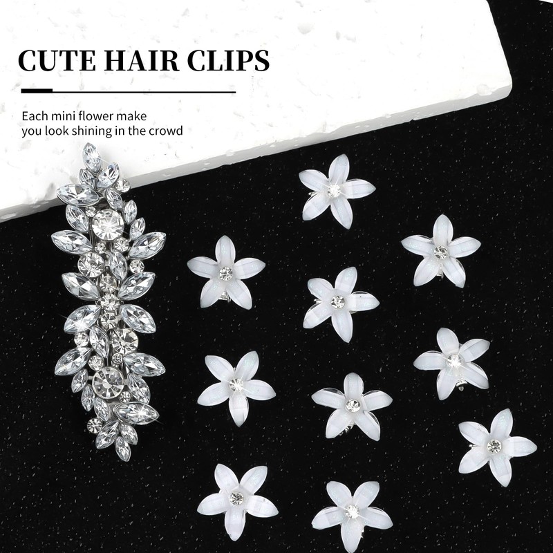 Rhinestone hair barrettes with mini flower clips