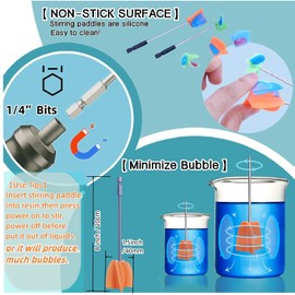 Silicone Resin Mixer Epoxy Mixer Paddles,Reusable Reusable Paint and Resin Mixer Paddle to Mix,Mixer for Drill Paint Mixer/Paint Stirrer for Mixing Resin, Epoxy, Silicone Molds(4-Large)