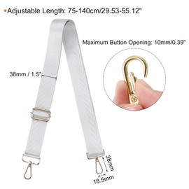 sourcing map Purse Strap Replacement, 29.5-55inch Adjustable Canvas 1.5inch Wide Crossbody Shoulder Strap for Handbag Guitar(Silver, Gold Buckle)