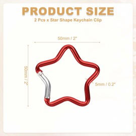 PATIKIL Star Shape Snap Hook, 2 Pack Aluminum Alloy Star-Shaped Keychain Clip Spring Key Holder for Camping Fishing Hiking Traveling, Red