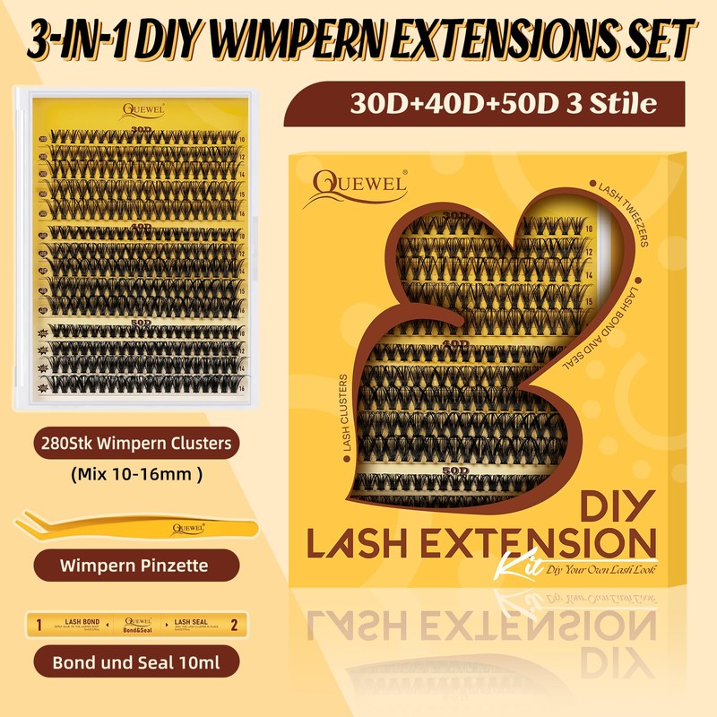QUEWEL 280 Pieces Eyelash Extensions Set, 30 + 40 +