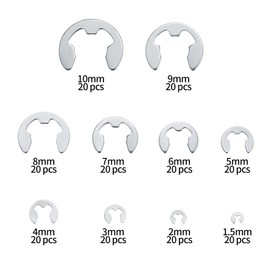 Circlip for E-Clip, 200PCS Safety Discs Stainless Steel for Waves Assortment Kit, External Retaining Ring Snap Internal, with Plastic Box - M1.5/M2/M3/M4/M5/M6/M7/M8/M9/M10